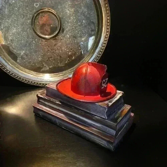 Homemade Fireman Accent Christmas Decor Paper Weight - Picture 1 of 7